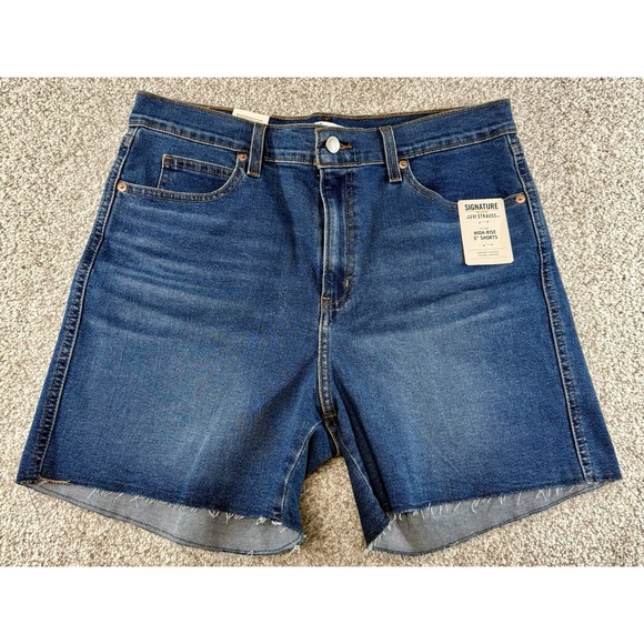 Levi's Denim - Levi Strauss Signature Womens 14 W32 Heritage High Rise 5" Jeans Shorts Stretch